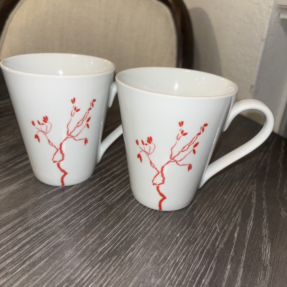 Barría Set Of 2 Cups Made Portugal‎ Elegant White Red